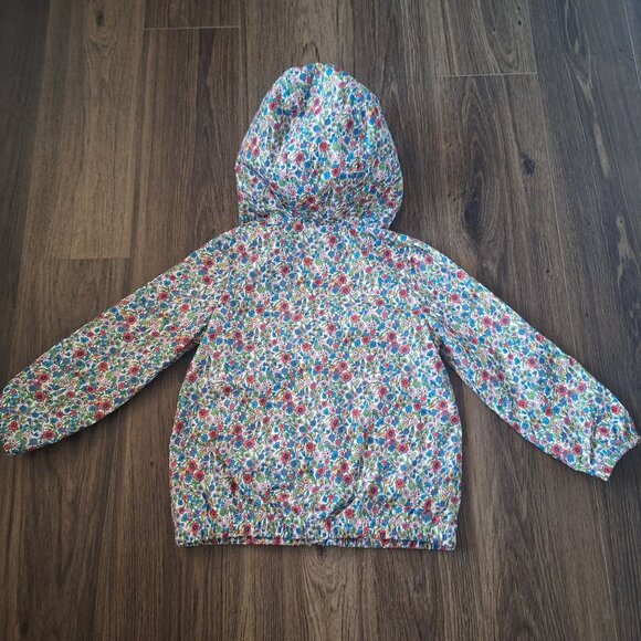 💙 Gap Girls Floral Lined Hooded Rain Jacket Size 5T Fall Winter Streetwear Cott - Picture 6 of 7